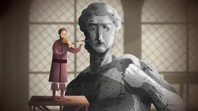michelangelo sculpting the giant statue of david