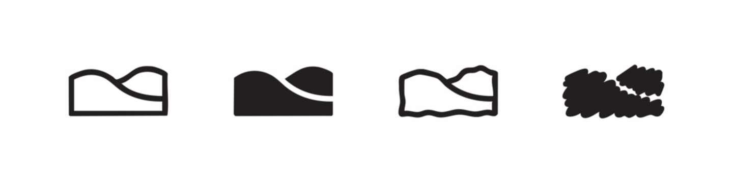 Hill or mountain range variations, minimalist icon style