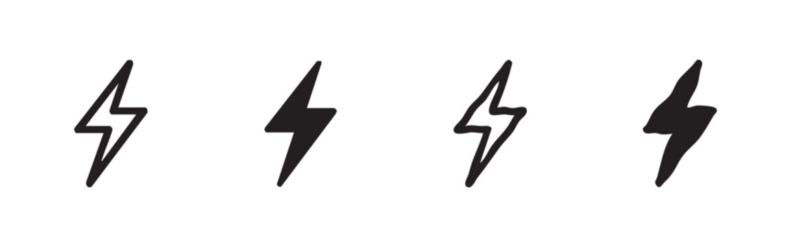 Lightning Bolt Energy Icon Set
