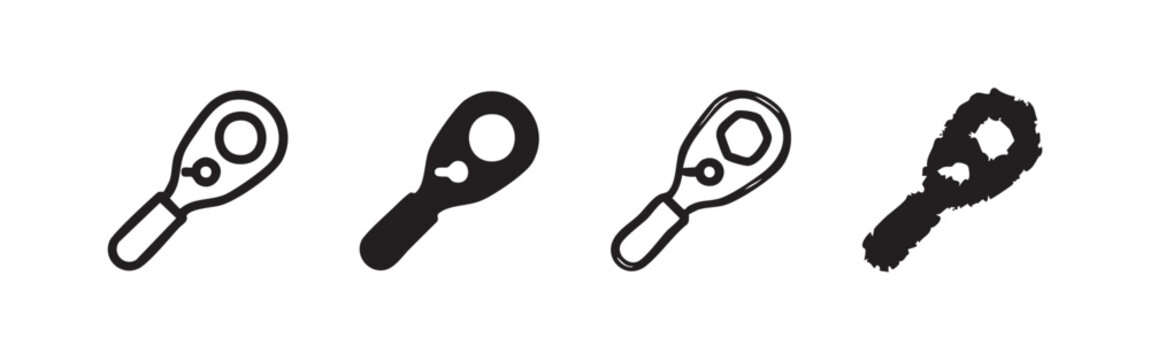 Ratchet Wrench Tool Icon Set