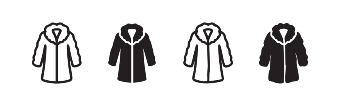 Icons representing fur coats, fashion, warmth, and winter clothing