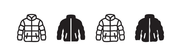Puffer Jacket Icons - Outline and Solid Styles © liubomir118809