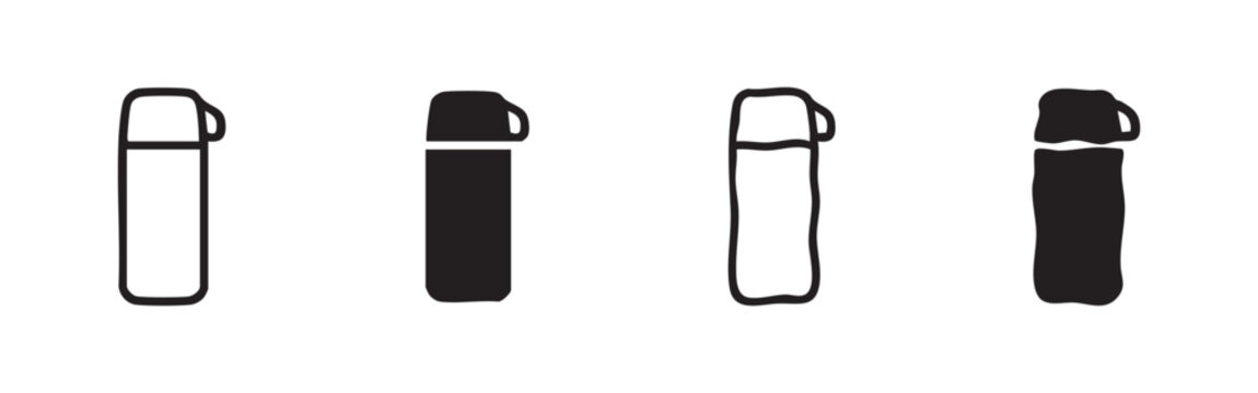 Thermos Bottle Icons - Outline and Solid Styles