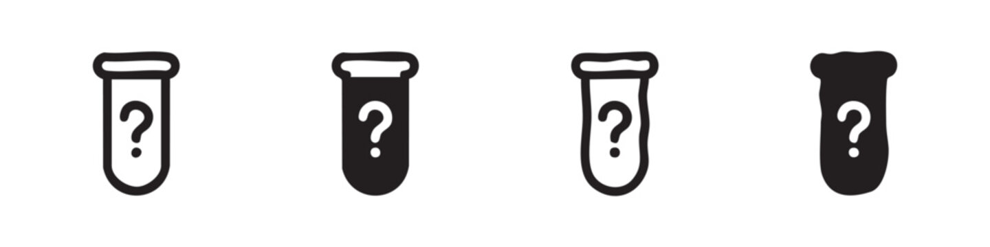 Question Mark Test Tube Icon Set: Unknown Substance in Science