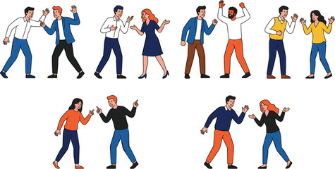 Friendly Greetings, People Interacting, Group Interactions, Handshakes, Teamwork, Cooperation, Socializing, People in Casual or Professional Settings. © Sanjida