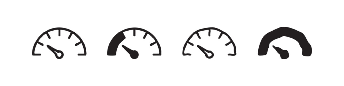 Set of speedometer icons, different styles