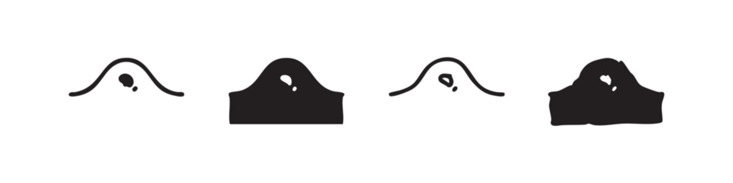 Four ghost icons in black and white, varying styles