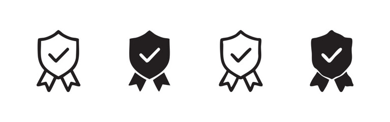 Quality assurance badge icon set. Vector illustration of guarantee, certification, and verified success symbols. © liubomir118809