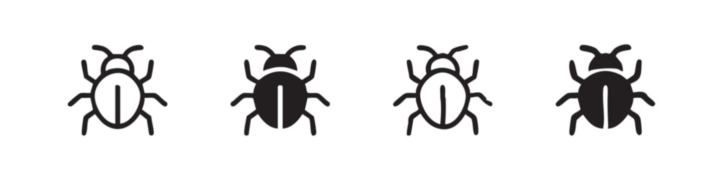 Bug insect icons in various styles and detail
