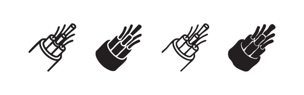Fiber Optic Cable Icons: Outline, Solid, Hand-Drawn