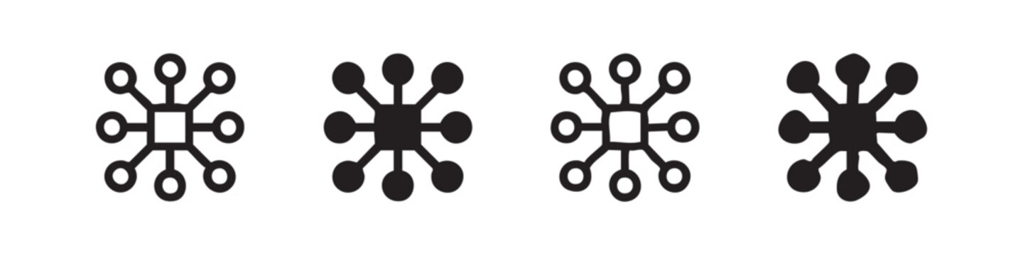 Icons representing a hub and spoke network structure