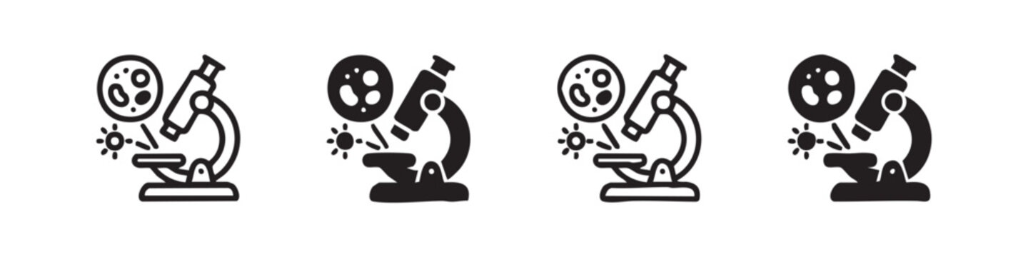 Icons of a microscope and microorganisms