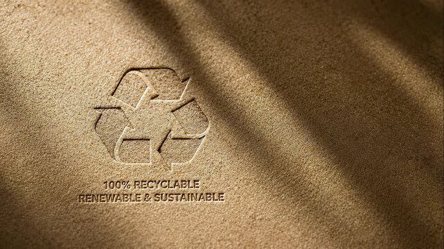 Recycle symbol product lifecycle visualization emboss kraft paper recyclable packaging lifecycle visualization embossed brown kraft paper conveying