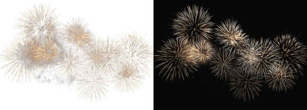 Shimmering gold fireworks abstract texture with glowing festive bursts on dark background for elegant luxury celebration design art