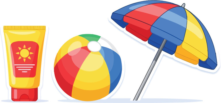 beach ball and umbrella