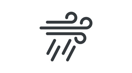 Fototapeta premium Wind and rain weather icon stormy climate forecast symbol with forecast meteorology environment downpour minimalist
