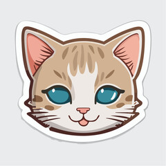 Obraz premium Cute Cartoon Cat Face Sticker