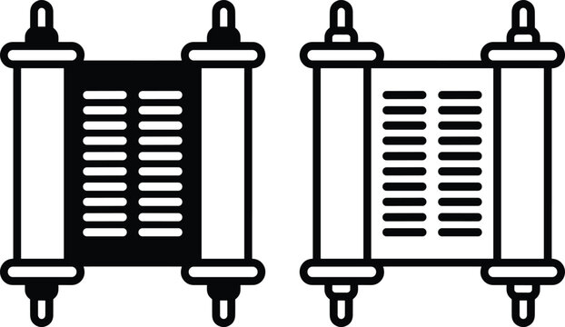 Torah scroll icon in black and white outline