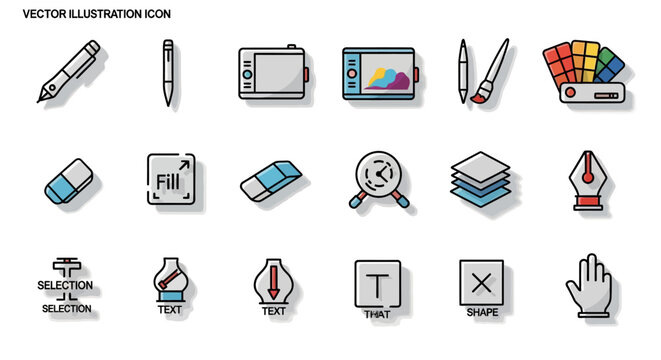 Graphic Design Tools and Icons Set: Vector Illustration