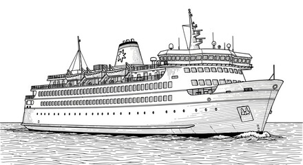 Obraz premium Large Cruise Ship Sailing on Water.