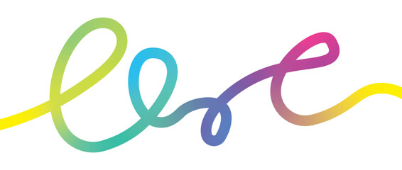 Colorful abstract swirl set. Wavy line ribbons and gradient pattern elements for playful backgrounds. Abstract neon squiggle line flowing in smooth curvy loops with vibrant rainbow gradient on black b © MDParveg