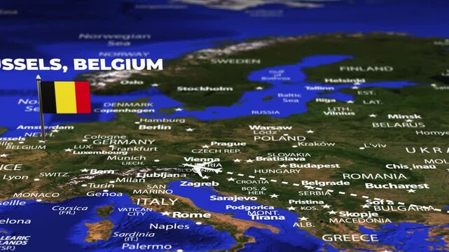 Flight From Ankara TURKEY to Brussels BELGIUM with flag pins