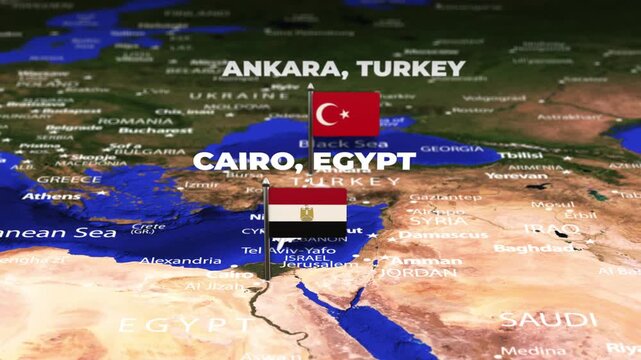 Flight From Ankara TURKEY to Cairo EGYPT with flag pins