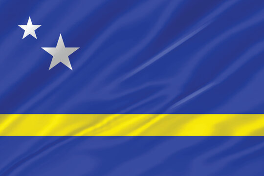 Official national flag of Cura&ccedil;ao High-quality vector illustration suitable for independence day celebrations, international events. waving silk texture