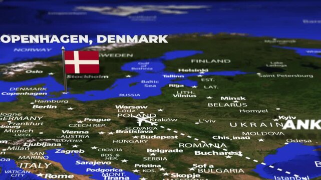 Flight From Ankara TURKEY to Copenhagen DENMARK with flag pins