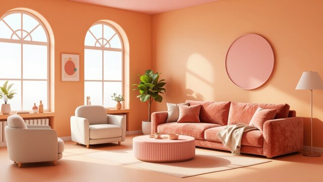 Minimalist Living Room Interior Design with Warm Tones