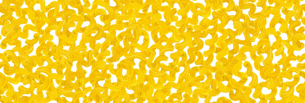 Hand drawn watercolor cavatappi pasta seamless pattern background. Yellow italian macaroni illustration for food branding, restaurant menus, kitchen textiles, packaging.
