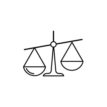 Unbalanced Scales of Justice Icon, Legal Symbol, Fairness Concept