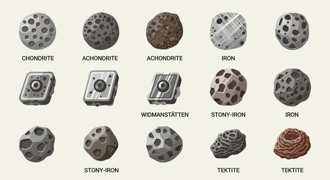 Types of Meteorites: Chondrite, Achondrite, Iron, Stony-Iron, Tektite