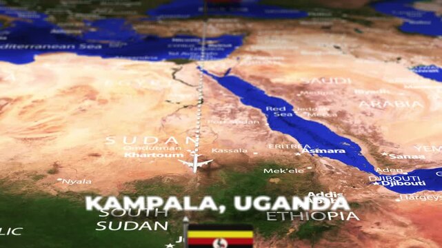 Flight From Ankara TURKEY to Kampala UGANDA with flag pins