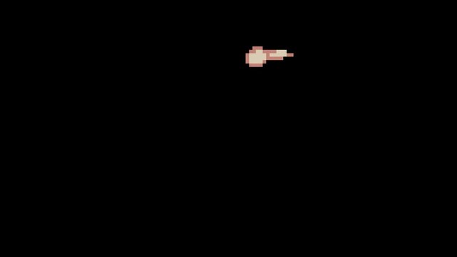 banana slice flame loop animation in pixel art style with black screen background