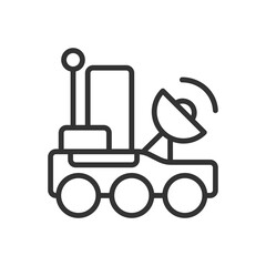 Lunar rover pixel perfect linear icon. Moon mission. Robotic vehicle. Space transport. Scientific exploration. Thin line illustration. Contour symbol. Vector outline drawing. Editable stroke © IMG visuals icons
