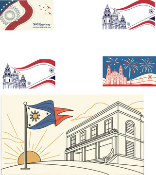 Philippines Independence Day Celebration Banner Set with National Symbols - speak English fluently