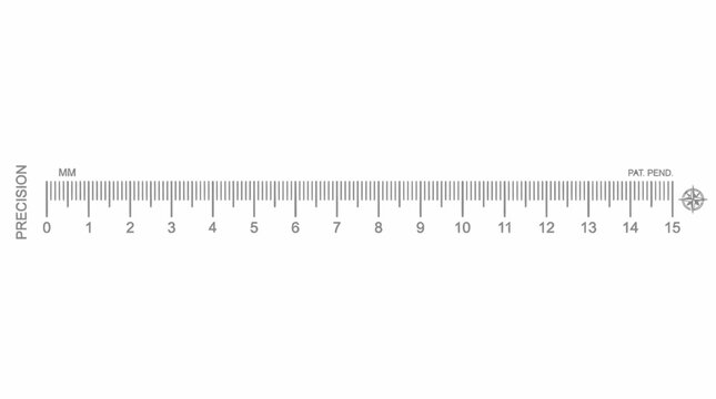 A close-up view of a ruler on a flat surface shows precise measurements.
