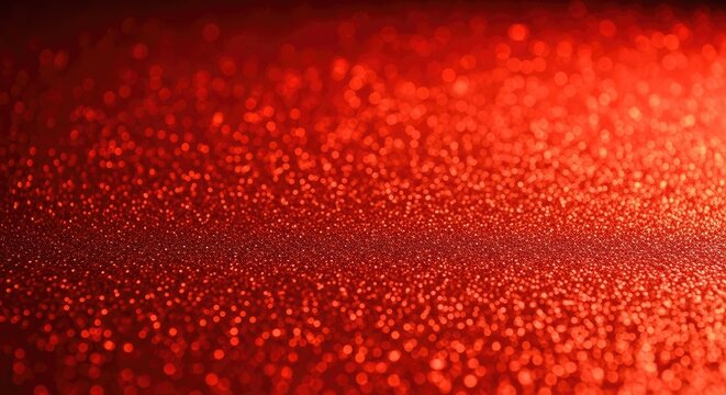 Sparkling red glitter texture with defocused bokeh background
