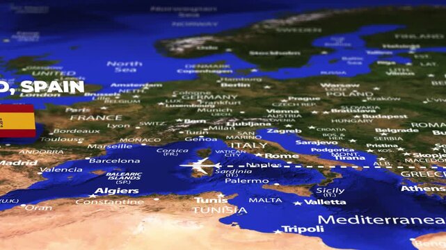 Flight From Ankara TURKEY to Madrid SPAIN with flag pins