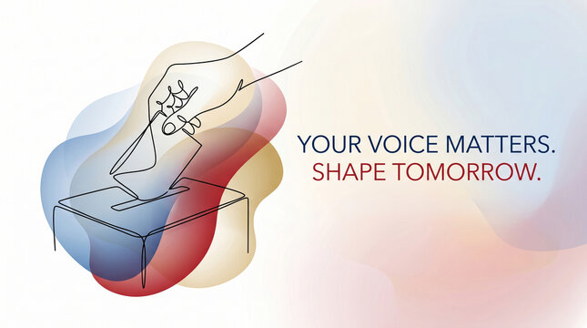Election Poster with Line Art of Hand Casting Ballot and Quote