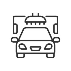 Fototapeta premium 2D pixel perfect editable black car wash icon, isolated vector, thin line simple illustration representing car service and repair.