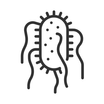 2D pixel perfect editable black salmonella typhi icon, isolated vector, simple thin line illustration representing bacteria.