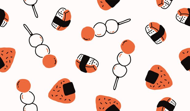 Cute Japanese food seamless pattern background design