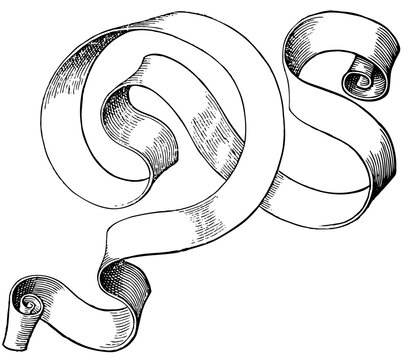 Antique Curved Parchment Banner - Hand-Drawn Etched Scroll Illustration PNG