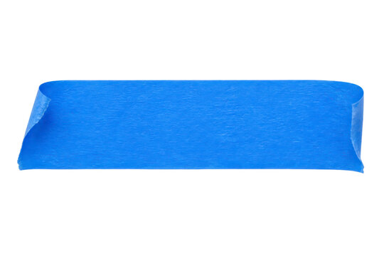 Blue painters tape strip with curled edges transparent png, generative ai