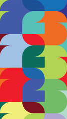 Obraz premium Vector illustration of a colorful geometric pattern with abstract curved shapes for World Cup 2026. Layout design template with football style. Concept of world championship 2026 and sport event