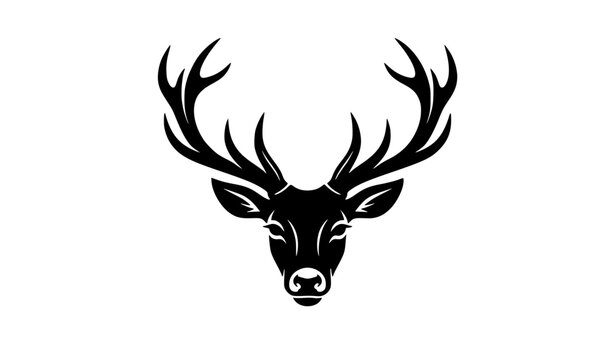 Elegant symmetrical deer head silhouette vector for luxury logos branding decor and apparel