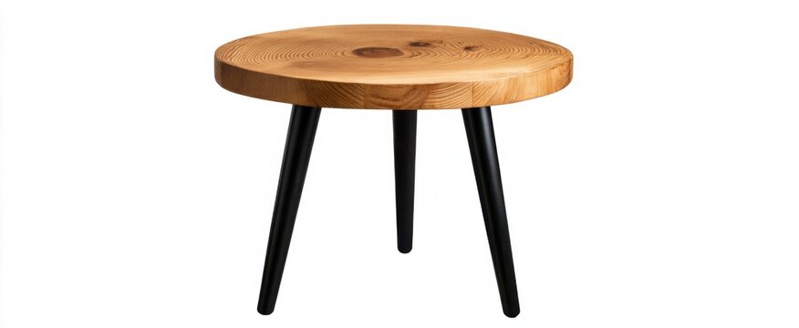 Trendy round wooden side table with black legs perfect for your living room or office