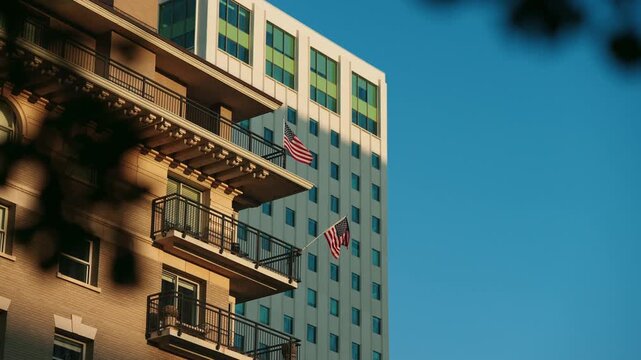 Apartment building in downtown Salt Lake City on a clear blue sunny day